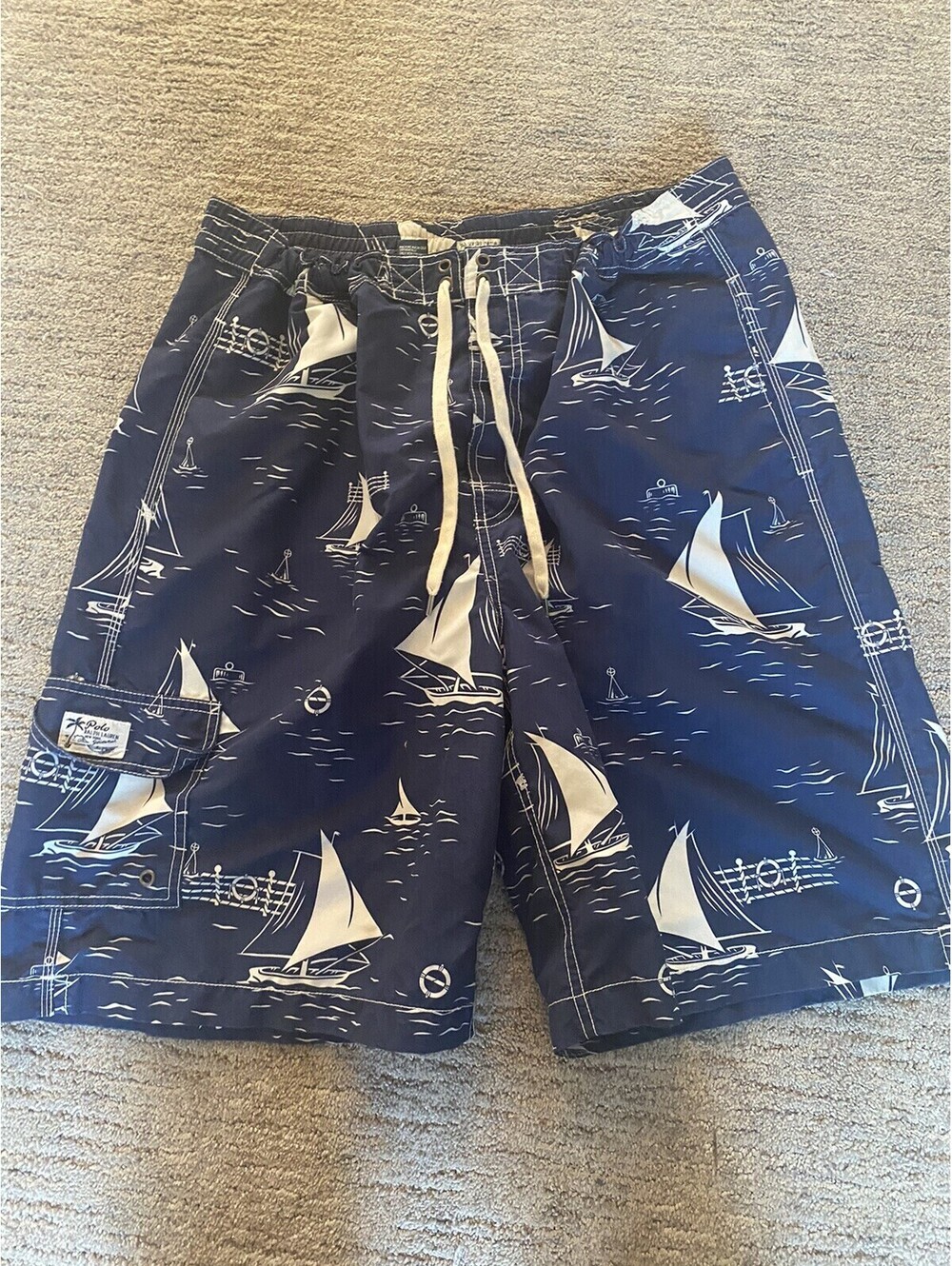 Ralph Lauren Polo Men's Navy Nautical Swim Trunks Swim Shorts Size XL Or XXL